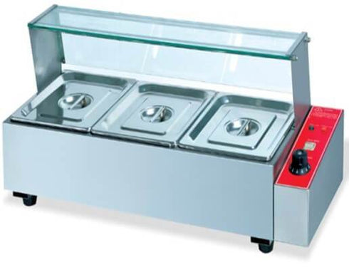 GATTO Electric 3-Div Bain Marie w/ Sneezegaurd - Incl. 3x GN1/2 & Lids